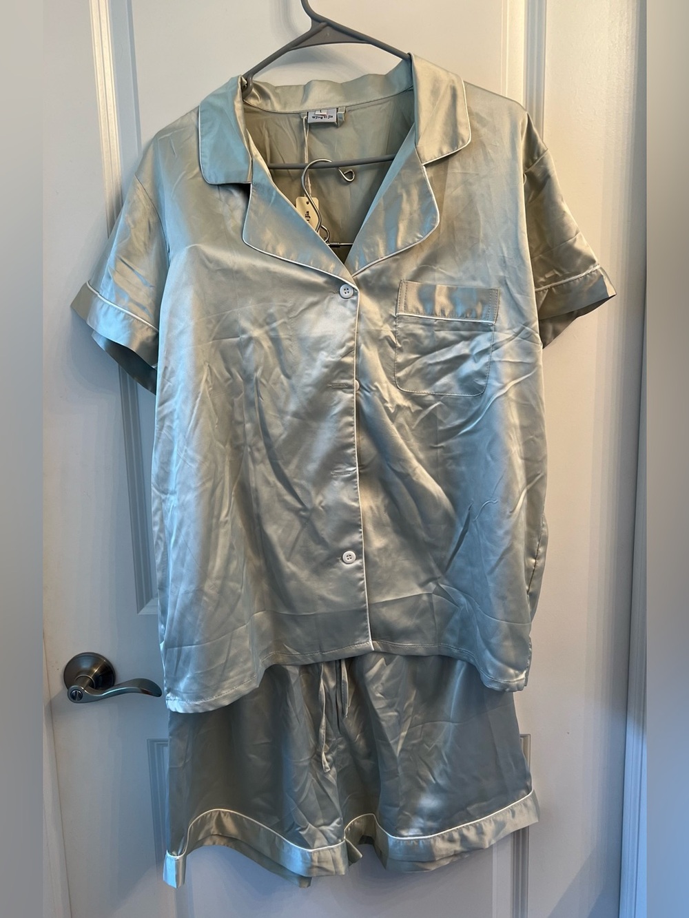 Satin Short Sleeve Pajama Set with headband